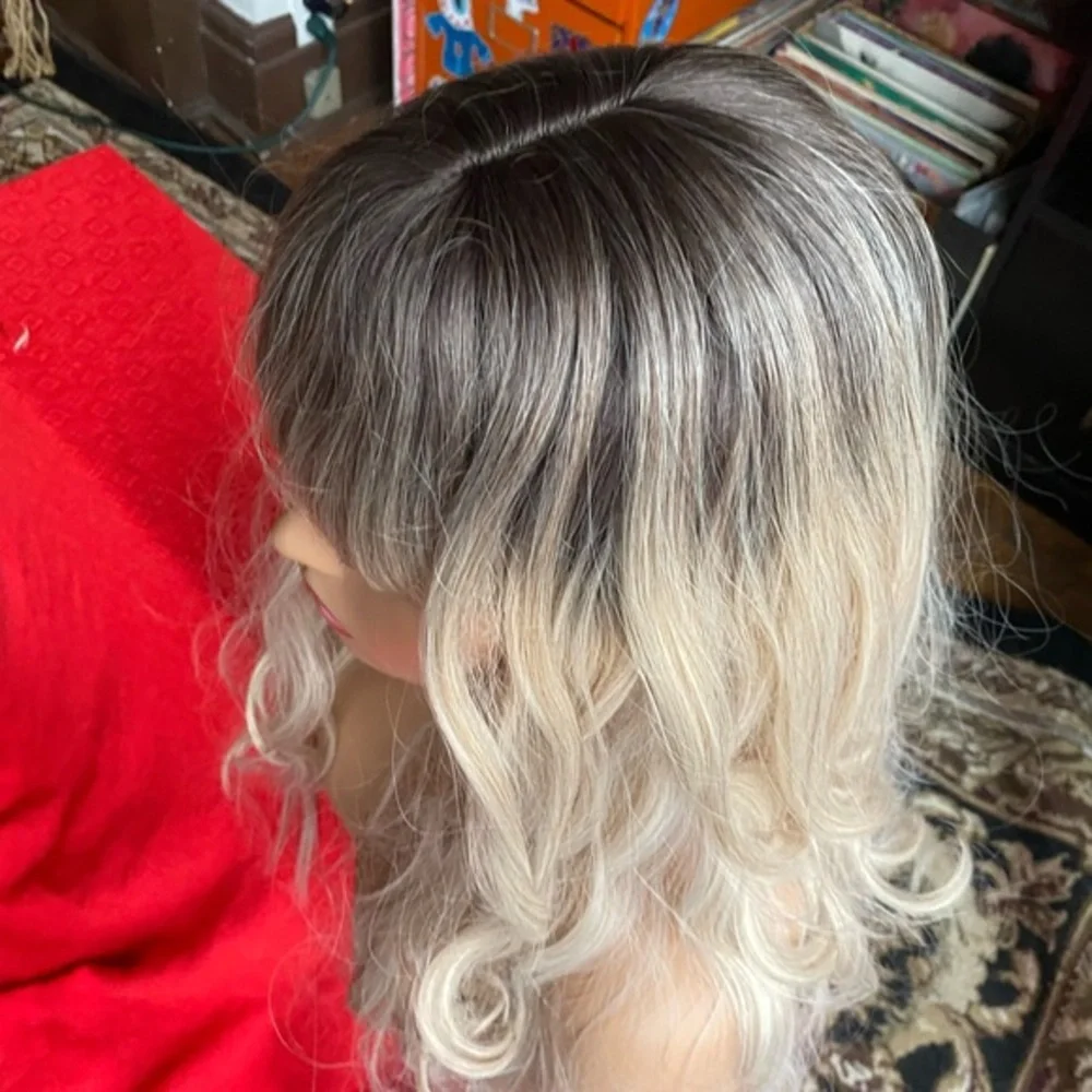 LAST ONE Ombre rooted blonde wig with bangs